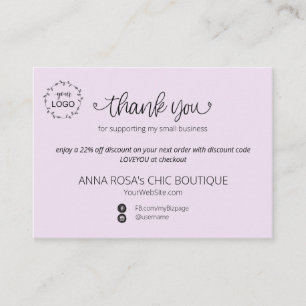 Carte D'accompagnement *~* Logo QR.  Marque de Merci simple minimale