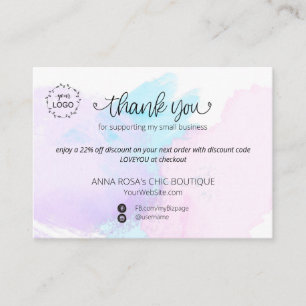 Carte D'accompagnement *~* Logo QR . Marque PASTEL Abstrait Merci