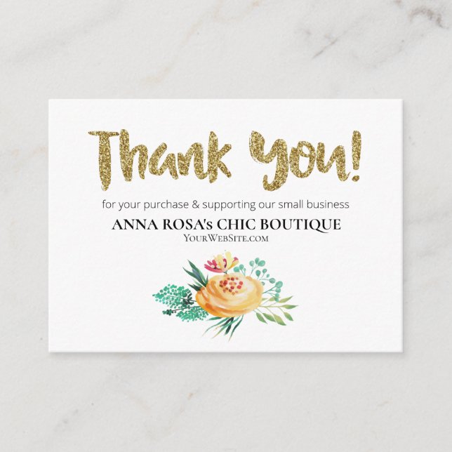 Carte D'accompagnement *~* LOGO QR MERCI de révision ROSES FLORAL AP8 (Devant)