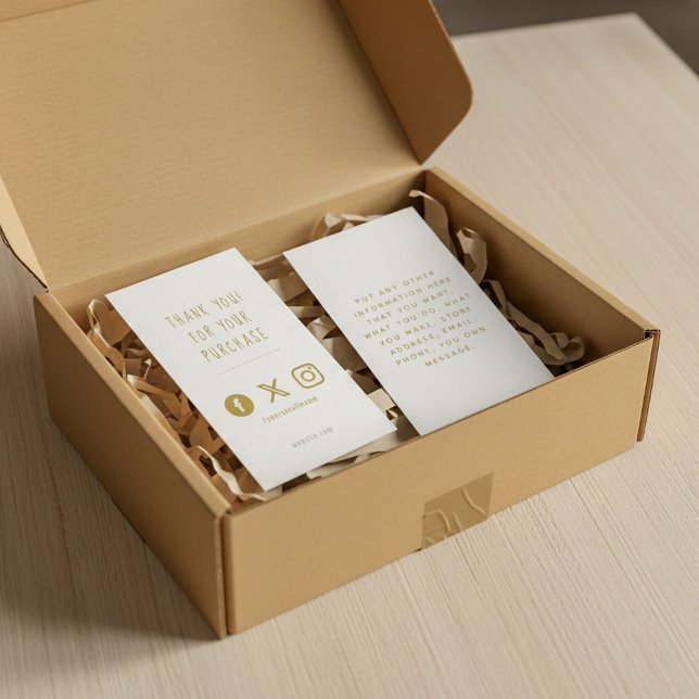 Carte D'accompagnement Logos sociaux, blanc et or à commander insérer Car (Social logos, white and gold order insert Card.)