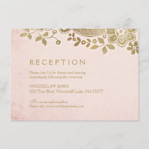 Carte D'accompagnement L'or rougissent réception de mariage vintage