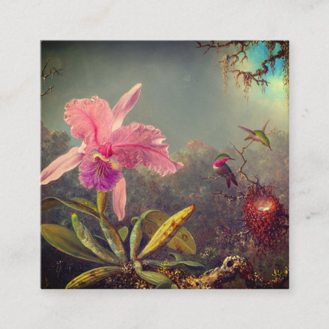 Carte D'accompagnement L'orchidée de Cattleya et trois colibris Heade (Devant)