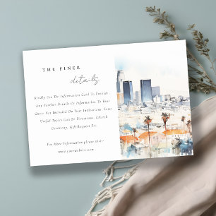 Carte D'accompagnement Los Angeles, California Watercolor Mariage Détails