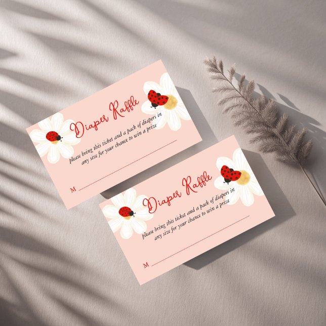 Carte D'accompagnement Love bug mignon coccinelle baby shower de couche t (Love bug daisies cute ladybug baby shower diaper raffle enclosure cards ladybug raffle tickets)