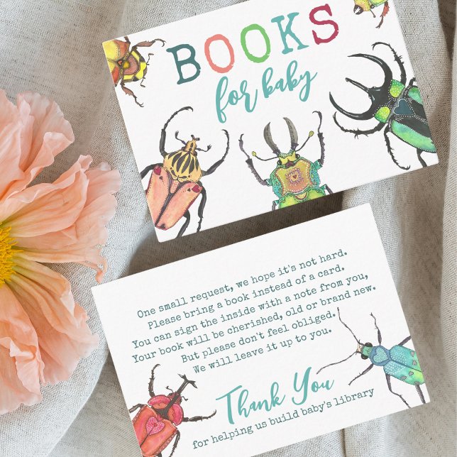Carte D'accompagnement Love Bugs Baby shower Livres pour Baby Request (Créateur téléchargé)