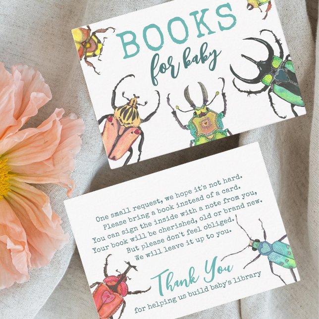 Carte D'accompagnement Love Bugs Baby shower Livres pour Baby Request (Créateur téléchargé)