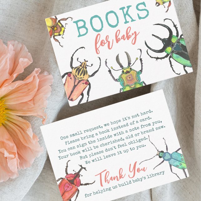 Carte D'accompagnement Love Bugs Baby shower Livres pour Baby Request (Créateur téléchargé)