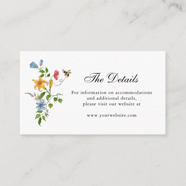 Carte D'accompagnement Love in Bloom Détails mariages Fleur sauvage (Devant)