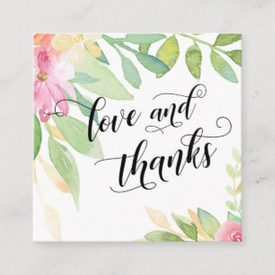 Carte D'accompagnement Love & Merci Typographie Rose Floral Wedding Favor