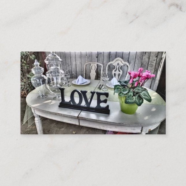 Carte D'accompagnement LOVE - Shabby Chic Mariage Extérieur Réception (Devant)