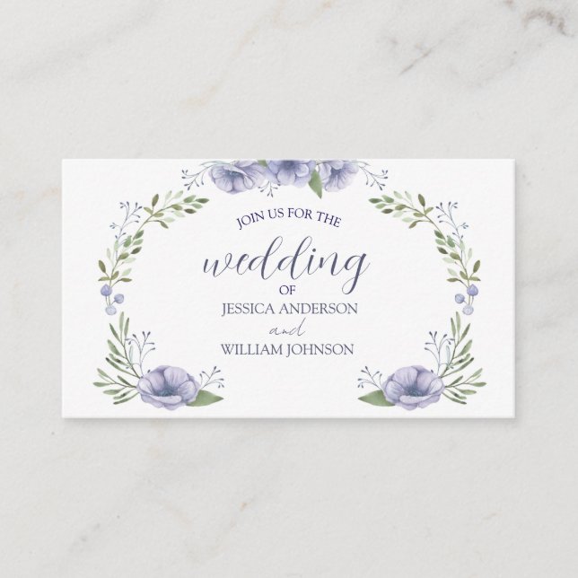 Carte D'accompagnement lovely dusty blue floral wedding (Devant)