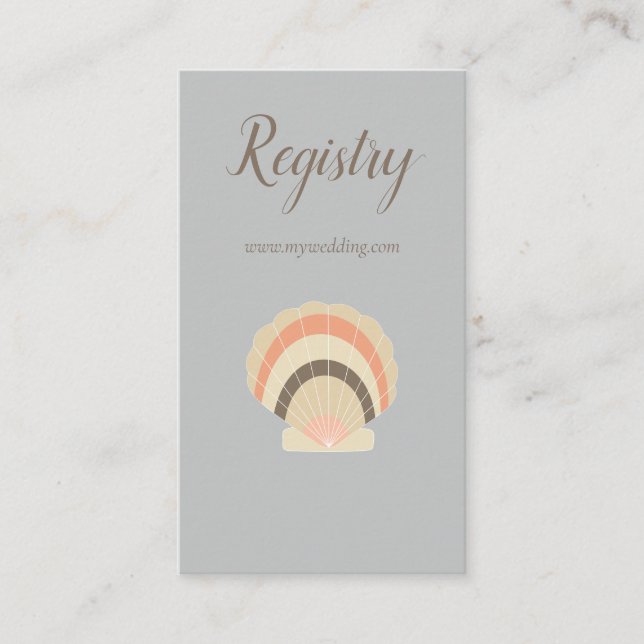 Carte D'accompagnement Lovely Seashell Beach Mariage registre thématique (Devant)