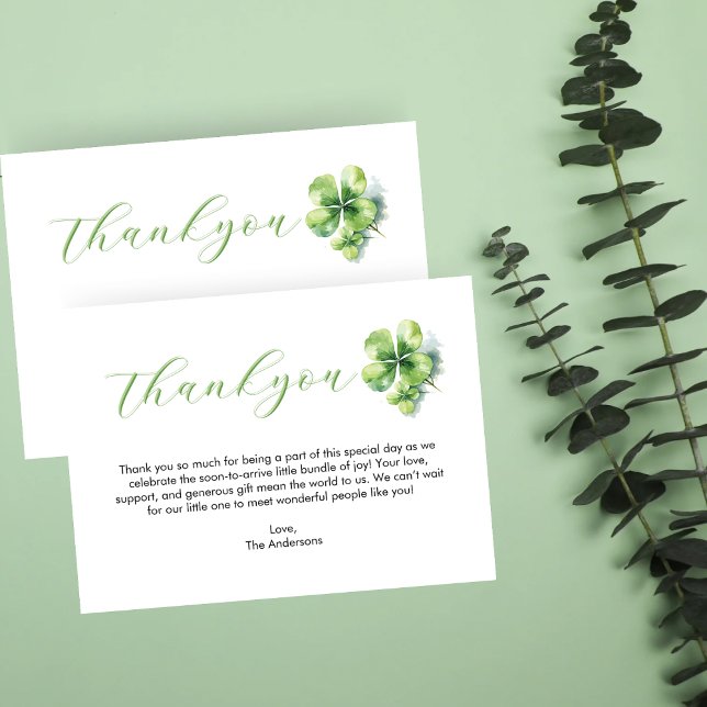 Carte D'accompagnement Lucky Charm St Patrick's Baby shower Thankyou Card (Créateur téléchargé)