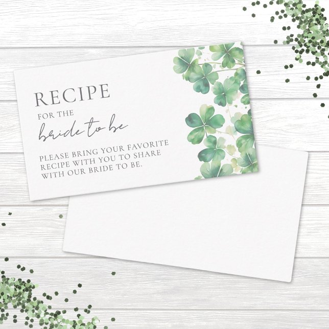 Carte D'accompagnement Lucky In Love Recette Fête des mariées de trèfle (Lucky In Love Recipe Clover Bridal Shower Enclosure Card )