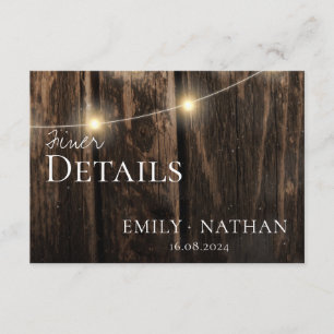 Carte D'accompagnement Lumières à cordes de bois rustique Détails du Mari