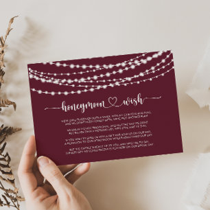 Carte D'accompagnement Lumières de Chaîne Rustiques Vœu de Lune de Miel B