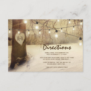 Carte D'accompagnement Lumières de Noël Rustiques d'Hiver pour Mariage In