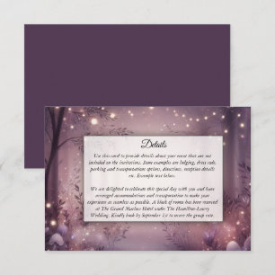 Carte D'accompagnement Lumières féériques dans un mariage avec bois lumin