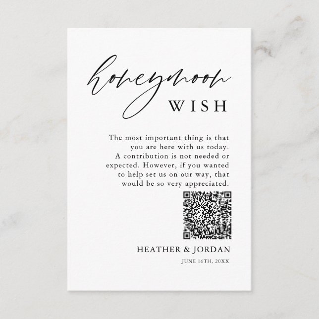 Carte D'accompagnement Lune de miel rustique souhaite QR Wishing well (Devant)