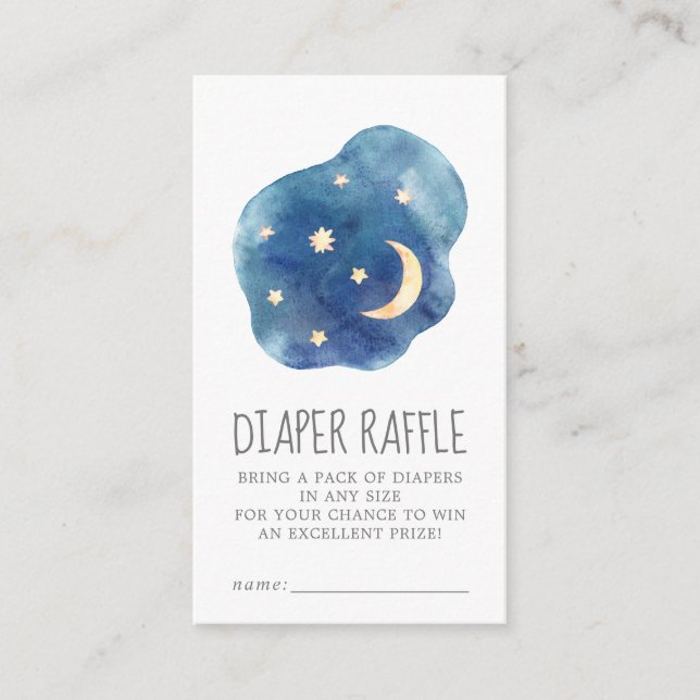 Carte D'accompagnement Lune et étoiles Baby Boy Diaper Raffle (Devant)