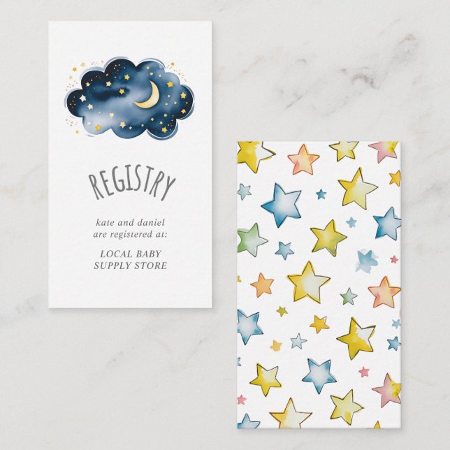 Carte D'accompagnement Lune et étoiles Baby Girl Cadeau Registre Cadeau (Devant / Derrière)