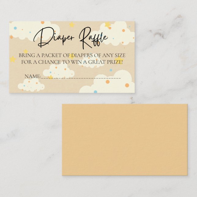 Carte D'accompagnement Lune et étoiles Cream Diaper Raffle (Devant / Derrière)