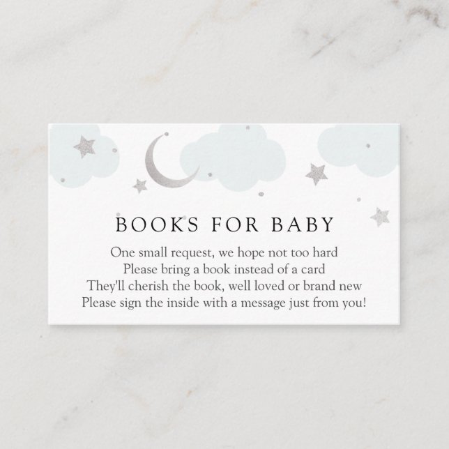 Carte D'accompagnement Lune et Stars Livres en argent pour Baby insert ca (Devant)