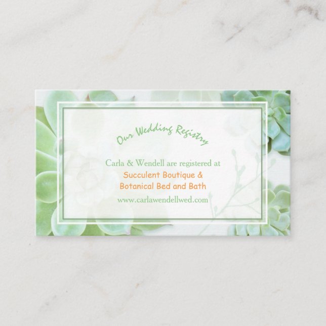 Carte D'accompagnement Lush Garden Succulents Registre Mariage (Devant)