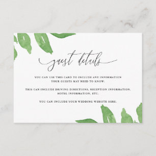 Carte D'accompagnement Lush Greenery and Blooms Mariage Détails
