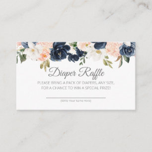 Carte D'accompagnement Lush Magnolia Floral Navy Blue Pink Diaper Raffin