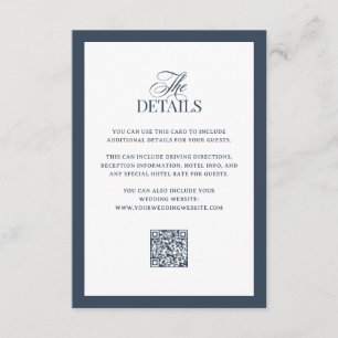 Carte D'accompagnement Luxe Bleu Marine Détails pour les invités de mar