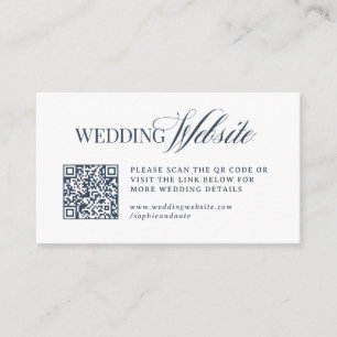 Carte D'accompagnement Luxe Bleu Nuit Code QR du site Web de mariage
