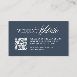 Carte D'accompagnement Luxe Bleu Nuit Code QR du site Web de mariage