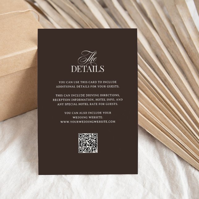 Carte D'accompagnement Luxe Brown | QR Code Wedding Guest Details (Créateur téléchargé)