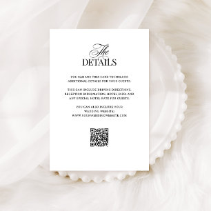 Carte D'accompagnement Luxe classique QR Code Mariage Détails de l'invi