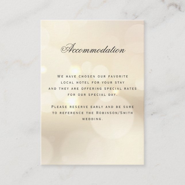 Carte D'accompagnement Luxe Gold Mariage Détails de l'hébergement (Devant)