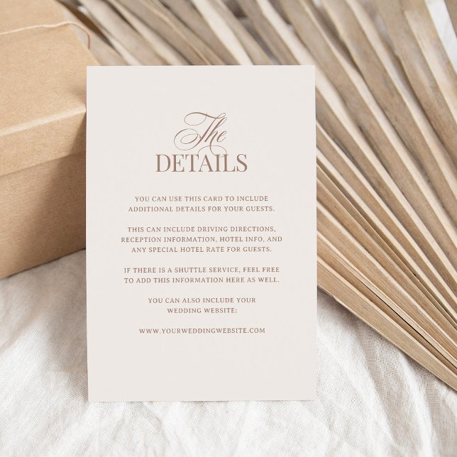 Carte D'accompagnement Luxe Ivory and Mocha Taupe | Wedding Guest Details (Créateur téléchargé)