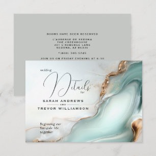 Carte D'accompagnement Luxe Opal Turquoise Or Liquide d'alcool Encre