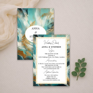 Carte D'accompagnement Luxe Turquoise Or Pinceaux
