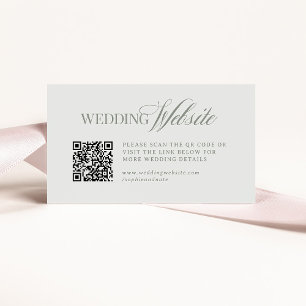 Carte D'accompagnement Luxe Vert Sage Clair Code QR du site web mariage