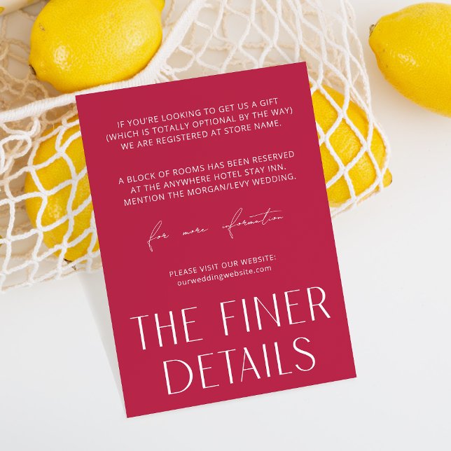 Carte D'accompagnement Magenta Simple Minimal Détails du Finer (Créateur téléchargé)