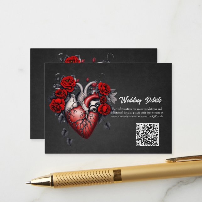 Carte D'accompagnement Magnifique coeur victorien gothique (Devant/Arrière en situation)