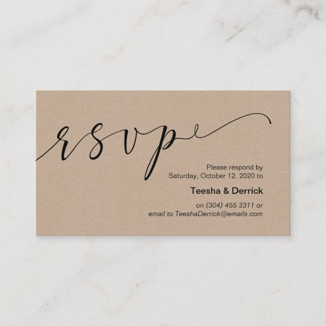 Carte D'accompagnement Magnifique créative élégant noir, Mariage RSVP (Devant)