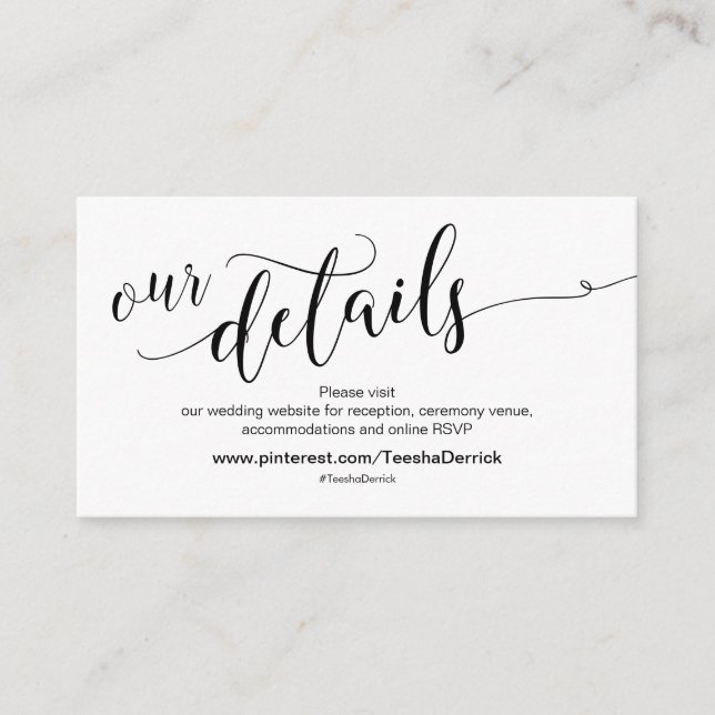 Carte D'accompagnement Magnifique site Mariage Détails de la fête (Devant)