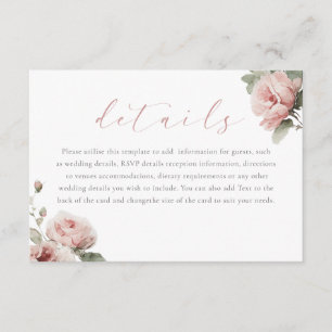 Carte D'accompagnement Magnifiques détails de mariage à l'aquarelle rose