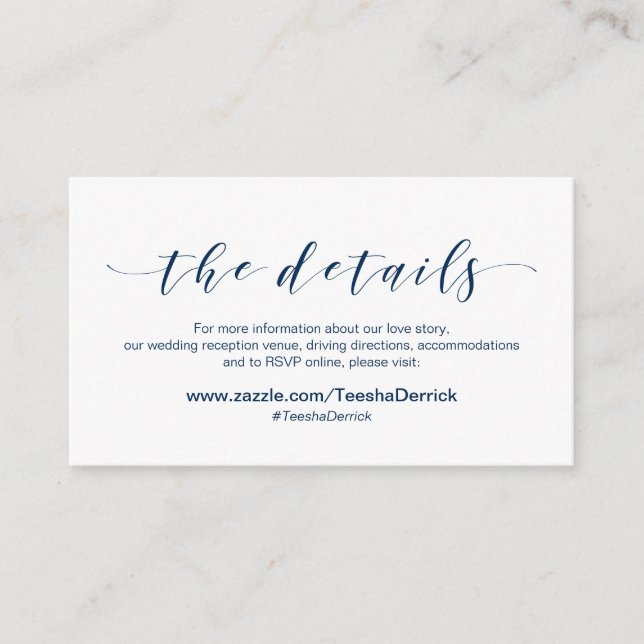 Carte D'accompagnement Magnifiques détails de mariage élégants, écriture  (Devant)