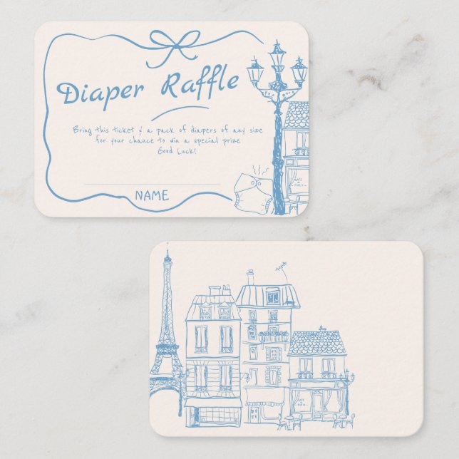 Carte D'accompagnement Main Drawn Bonjour Bebe French Blue Baby Diaper (Devant / Derrière)
