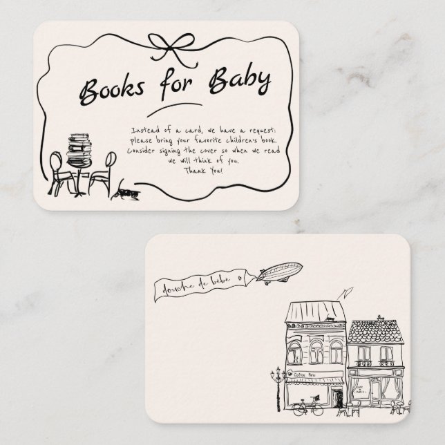 Carte D'accompagnement Main Drawn Bonjour Bebe Livres français pour bébé (Devant / Derrière)