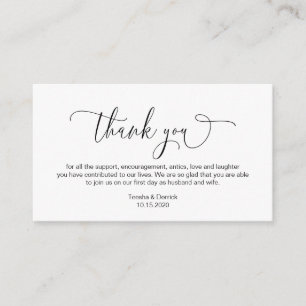 Carte D'accompagnement Main moderne Noir script, Merci Mariage