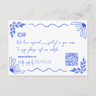 Carte D'accompagnement Main unique tiré Quirky Doodle Français Bleu RSVP
